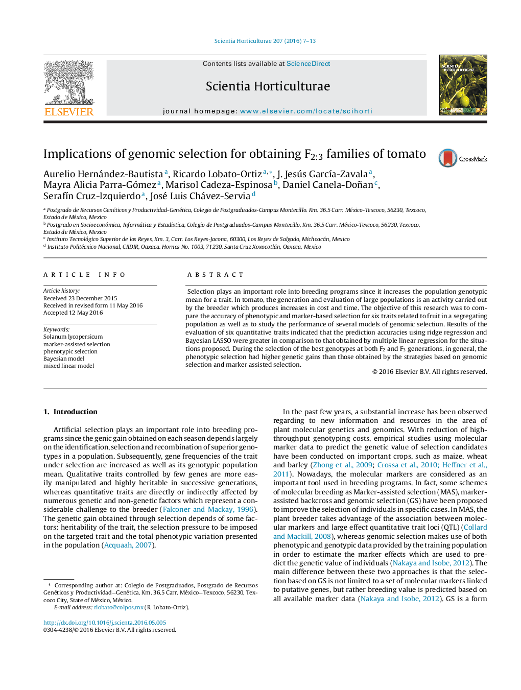 Implications of genomic selection for obtaining F2:3 families of tomato