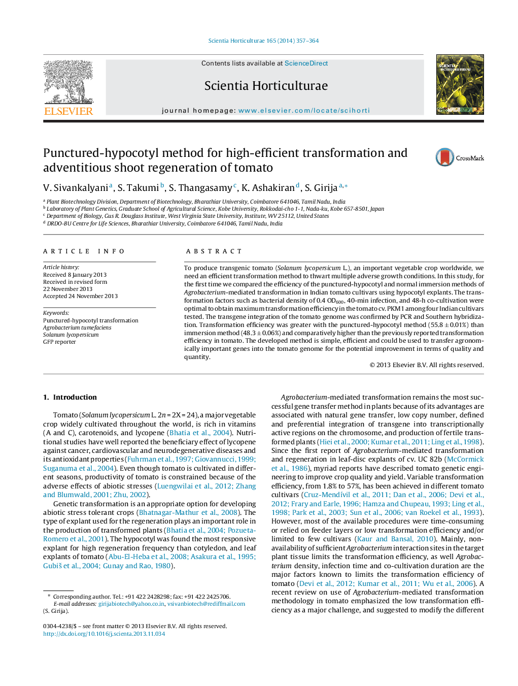 Punctured-hypocotyl method for high-efficient transformation and adventitious shoot regeneration of tomato