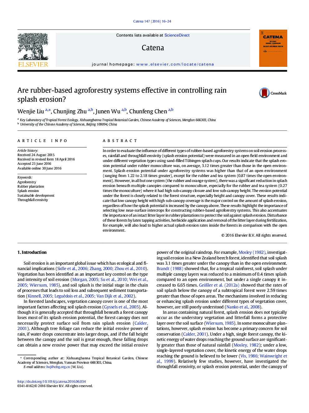 Are rubber-based agroforestry systems effective in controlling rain splash erosion?