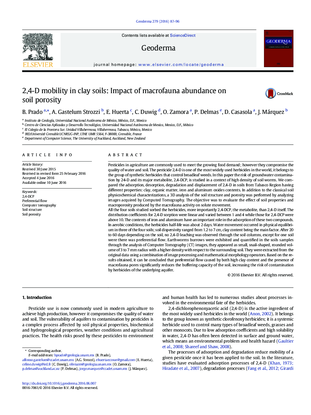 2,4-D mobility in clay soils: Impact of macrofauna abundance on soil porosity