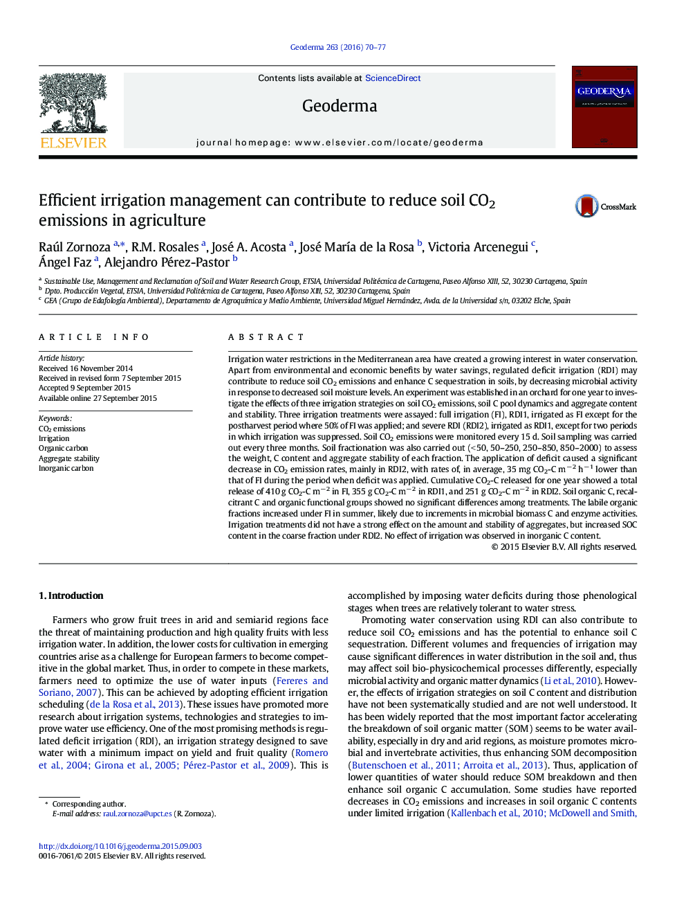 Efficient irrigation management can contribute to reduce soil CO2 emissions in agriculture