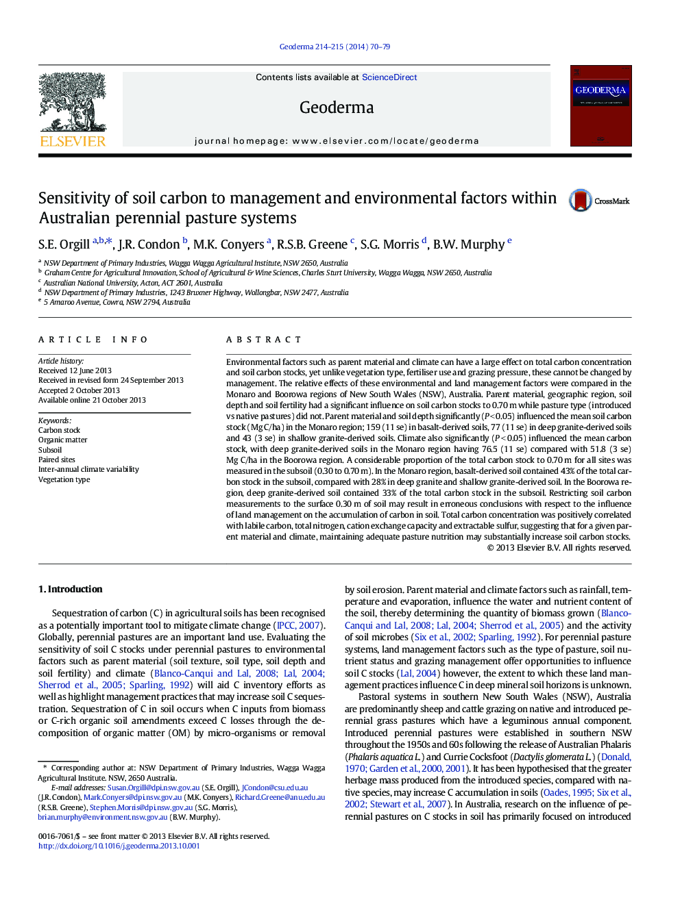 Sensitivity of soil carbon to management and environmental factors within Australian perennial pasture systems