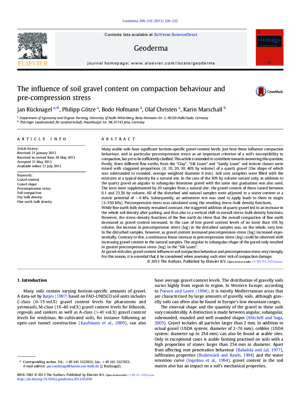 The influence of soil gravel content on compaction behaviour and pre-compression stress