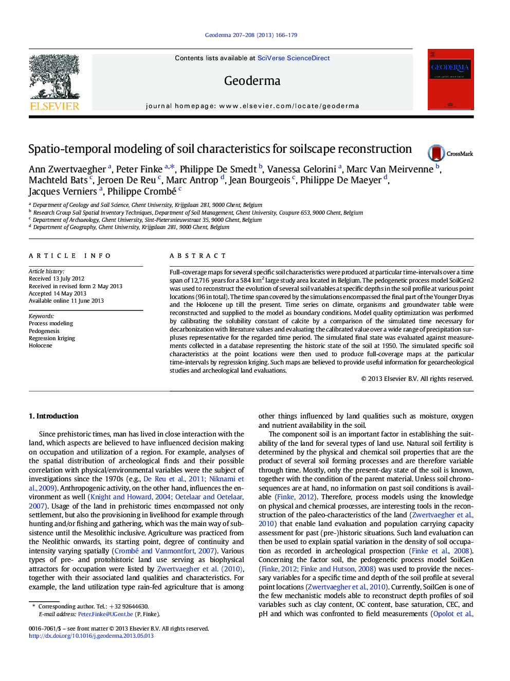 Spatio-temporal modeling of soil characteristics for soilscape reconstruction