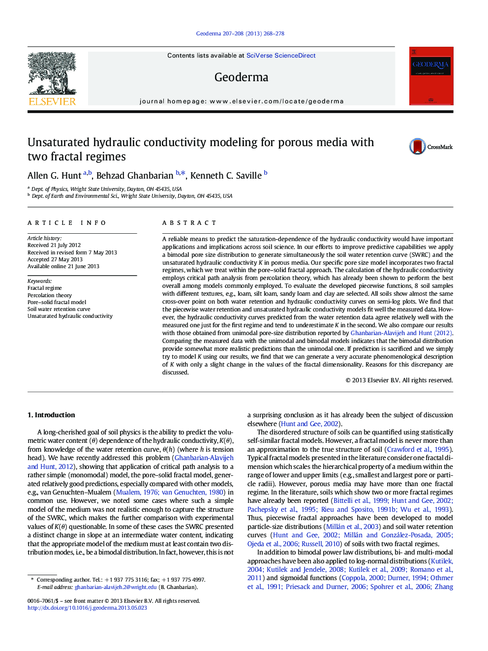 Unsaturated hydraulic conductivity modeling for porous media with two fractal regimes