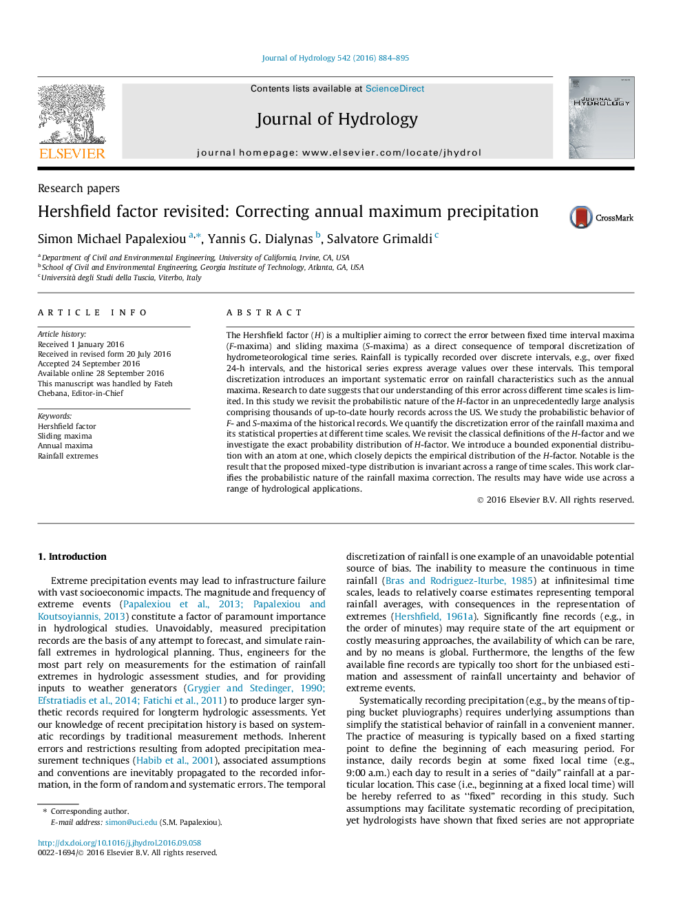 Research papersHershfield factor revisited: Correcting annual maximum precipitation