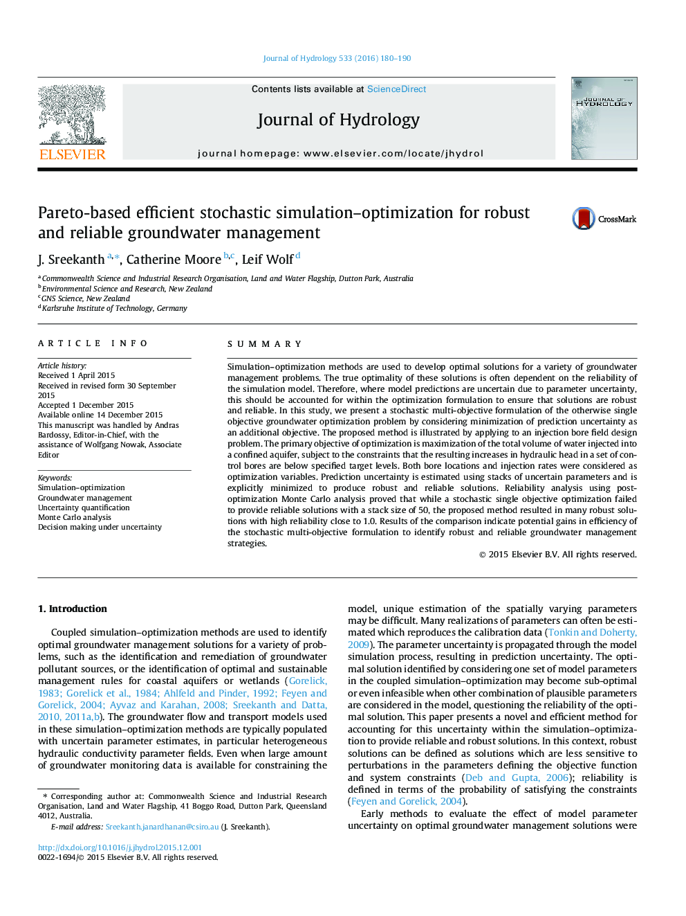 Pareto-based efficient stochastic simulation-optimization for robust and reliable groundwater management