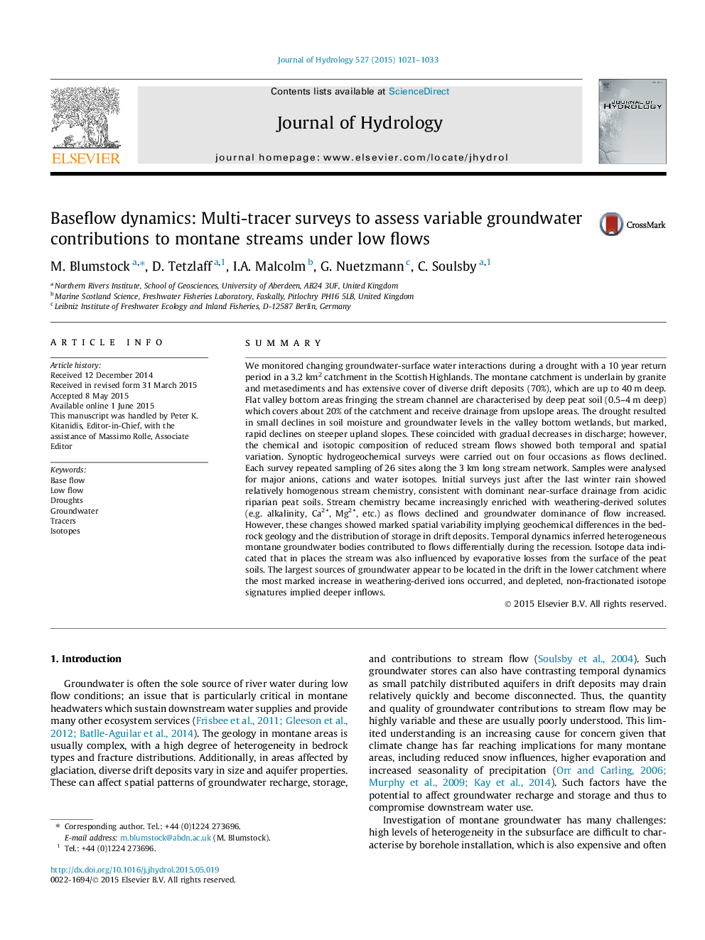 Baseflow dynamics: Multi-tracer surveys to assess variable groundwater contributions to montane streams under low flows