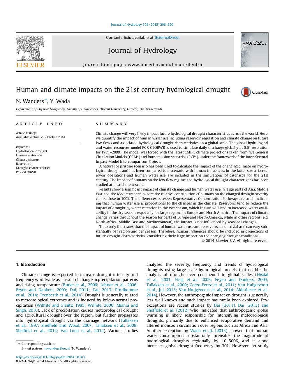 Human and climate impacts on the 21st century hydrological drought