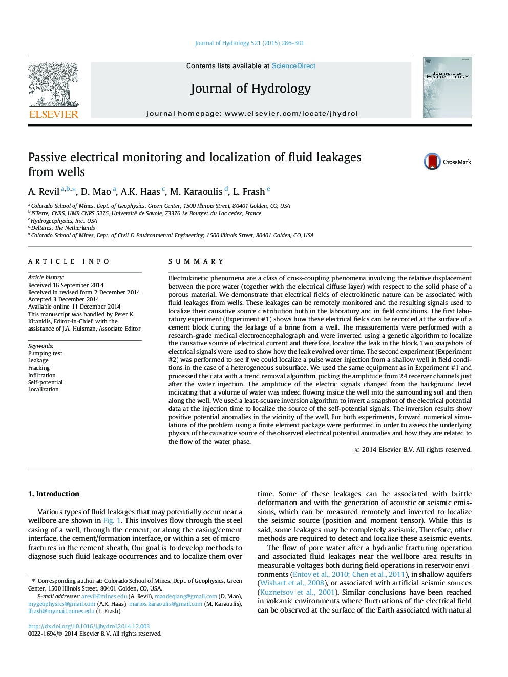 Passive electrical monitoring and localization of fluid leakages from wells