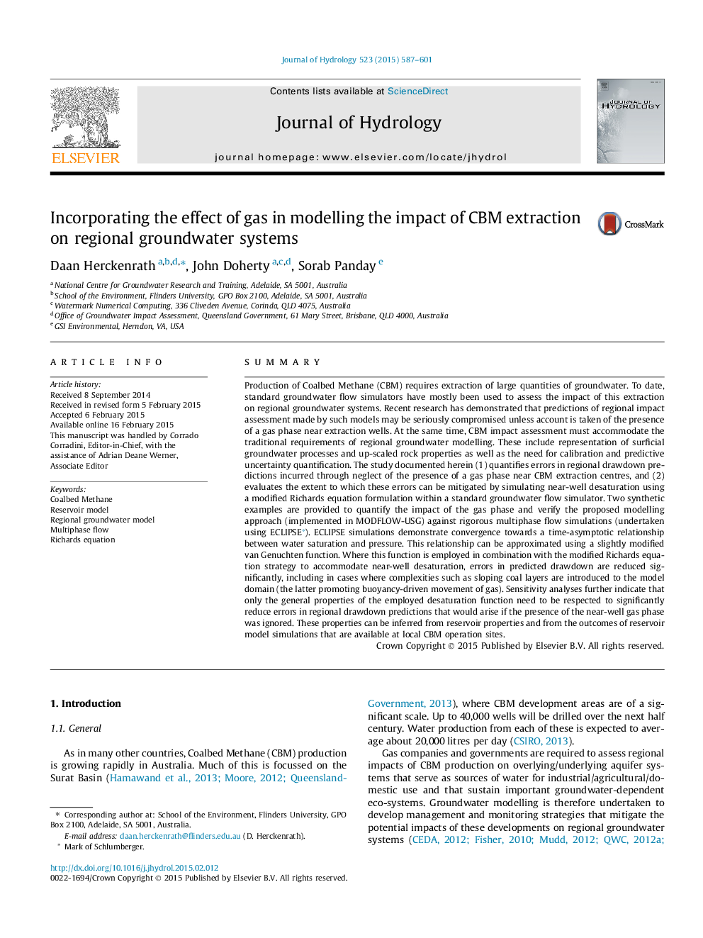 Incorporating the effect of gas in modelling the impact of CBM extraction on regional groundwater systems