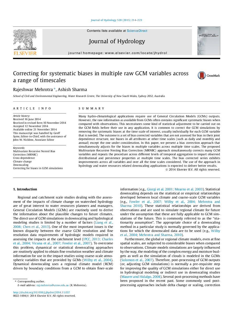 Correcting for systematic biases in multiple raw GCM variables across a range of timescales