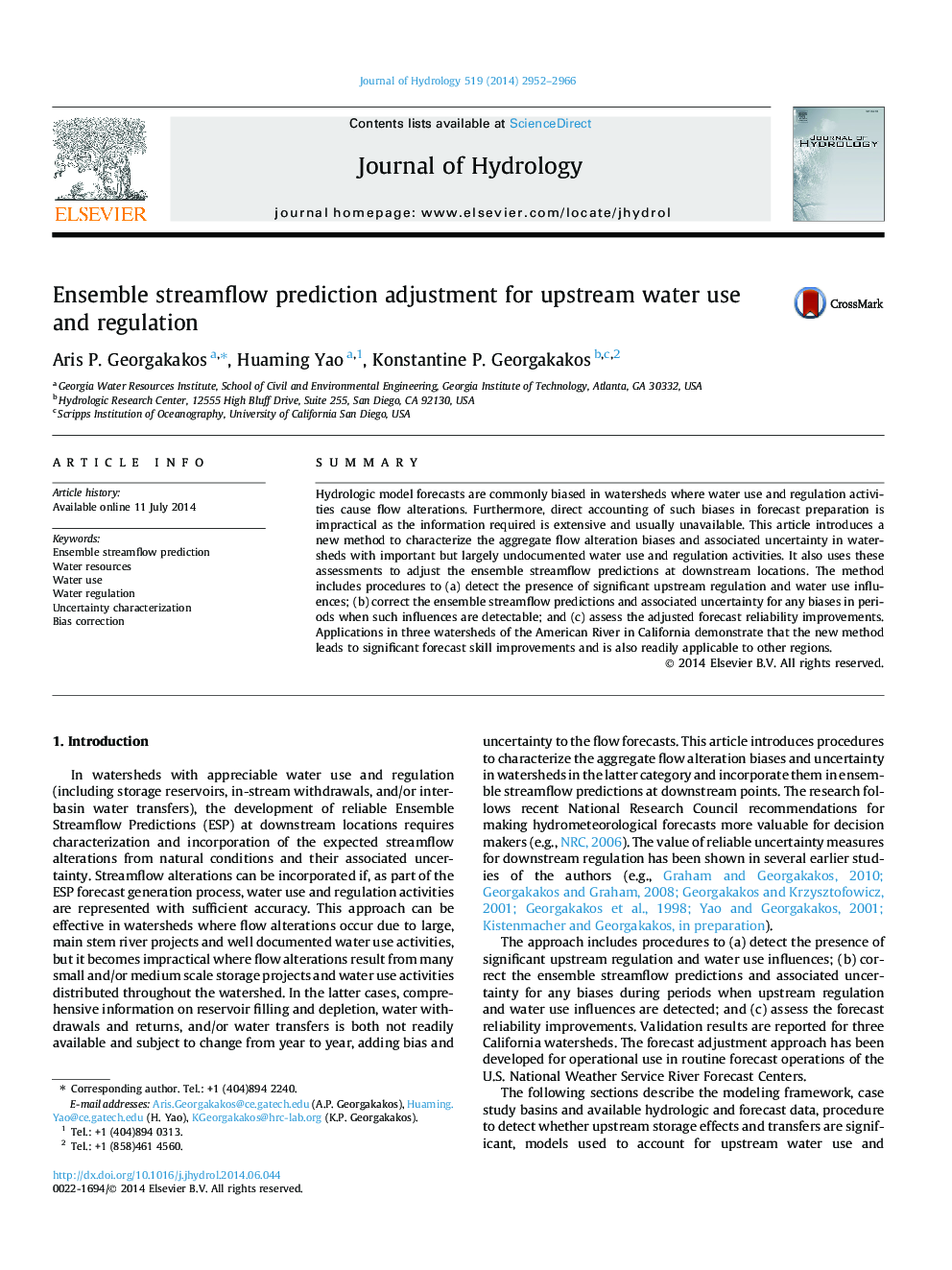 Ensemble streamflow prediction adjustment for upstream water use and regulation