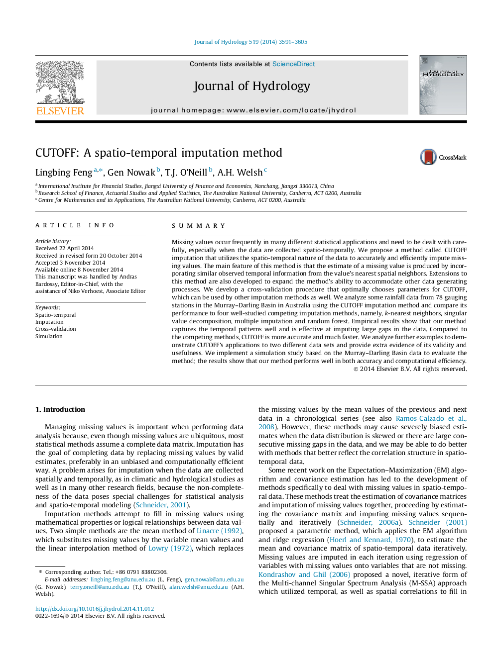 CUTOFF: A spatio-temporal imputation method