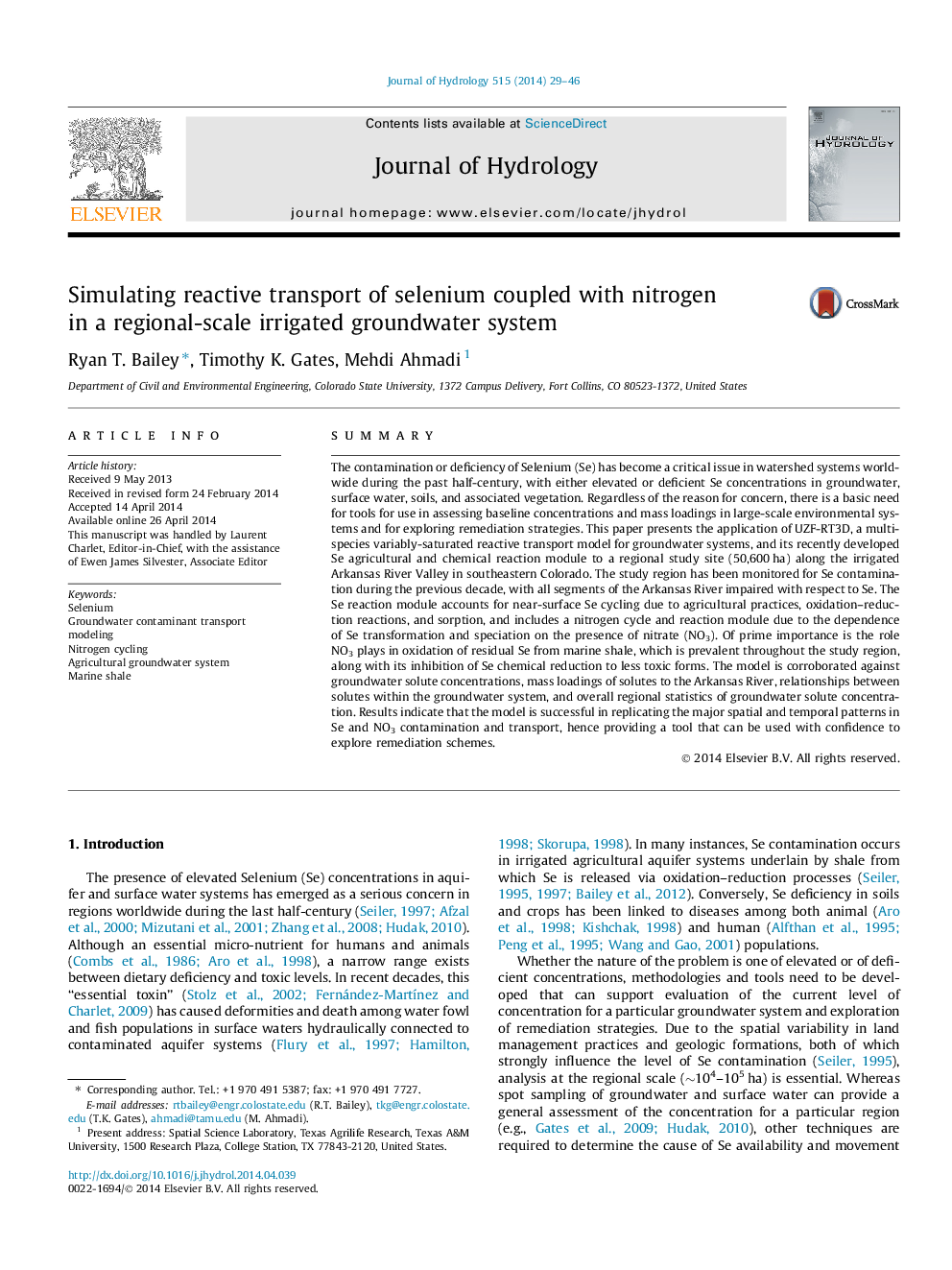 Simulating reactive transport of selenium coupled with nitrogen in a regional-scale irrigated groundwater system