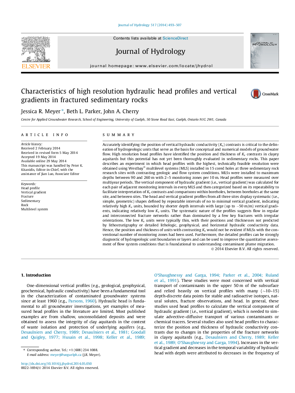 Characteristics of high resolution hydraulic head profiles and vertical gradients in fractured sedimentary rocks