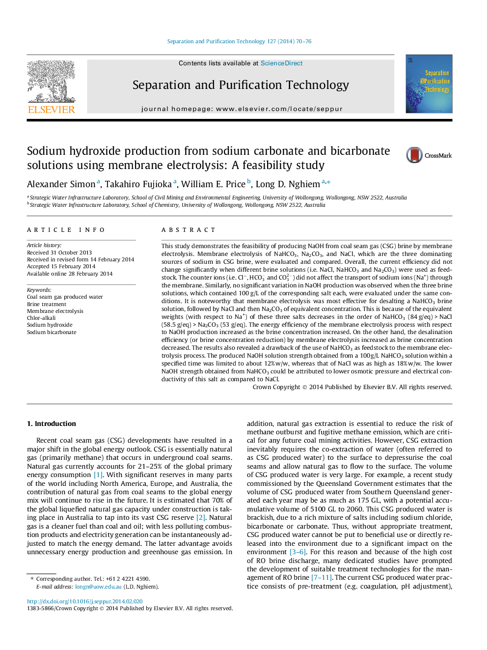 Sodium hydroxide production from sodium carbonate and bicarbonate solutions using membrane electrolysis: A feasibility study