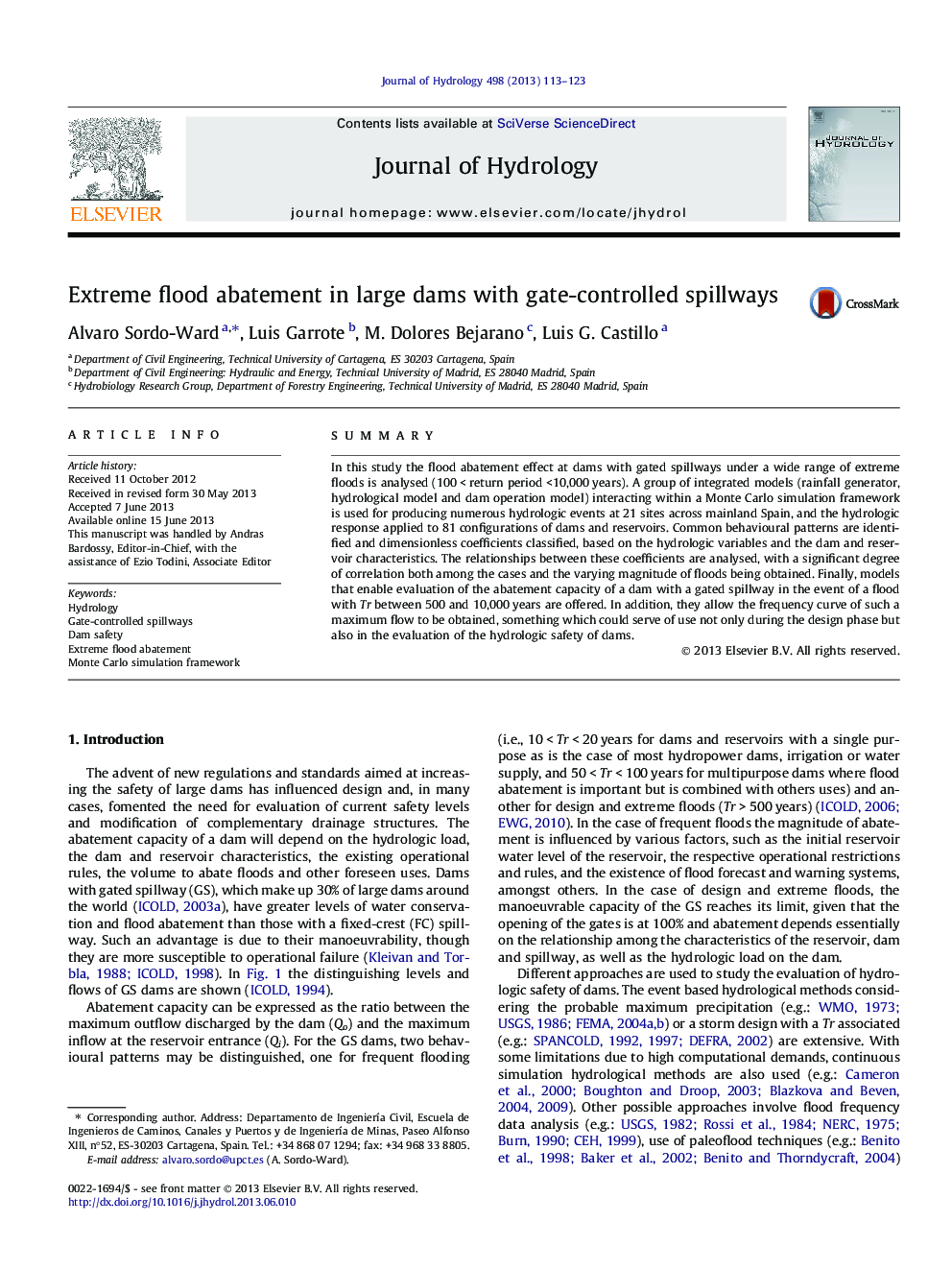 Extreme flood abatement in large dams with gate-controlled spillways