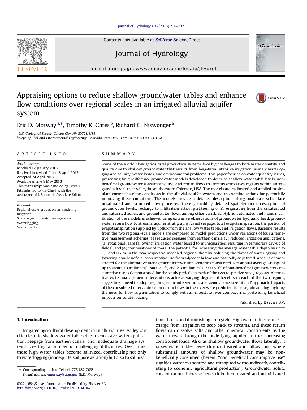 Appraising options to reduce shallow groundwater tables and enhance flow conditions over regional scales in an irrigated alluvial aquifer system