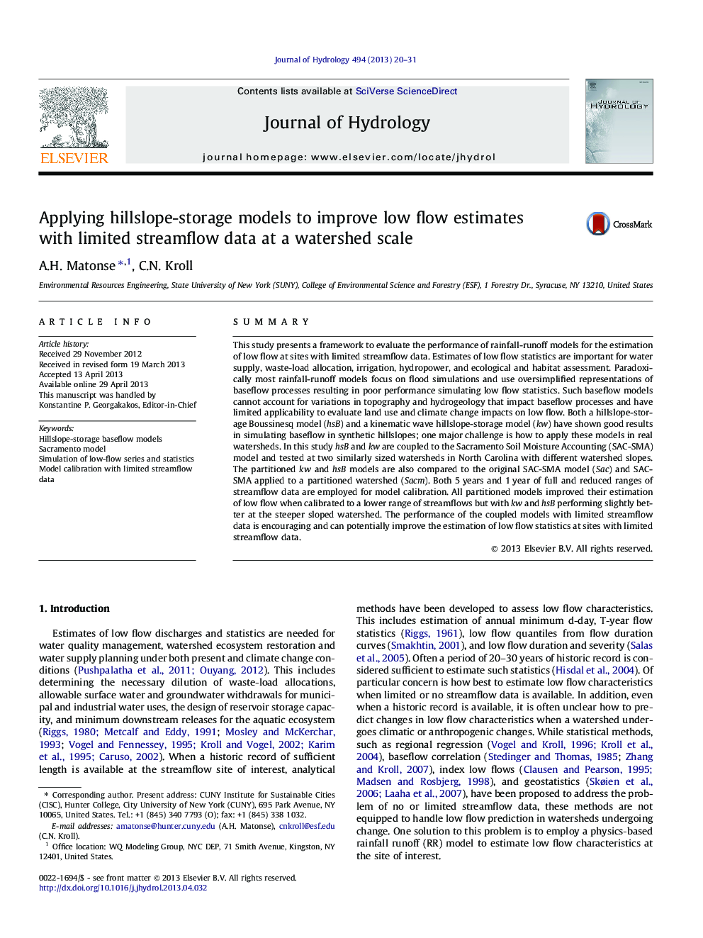 Applying hillslope-storage models to improve low flow estimates with limited streamflow data at a watershed scale