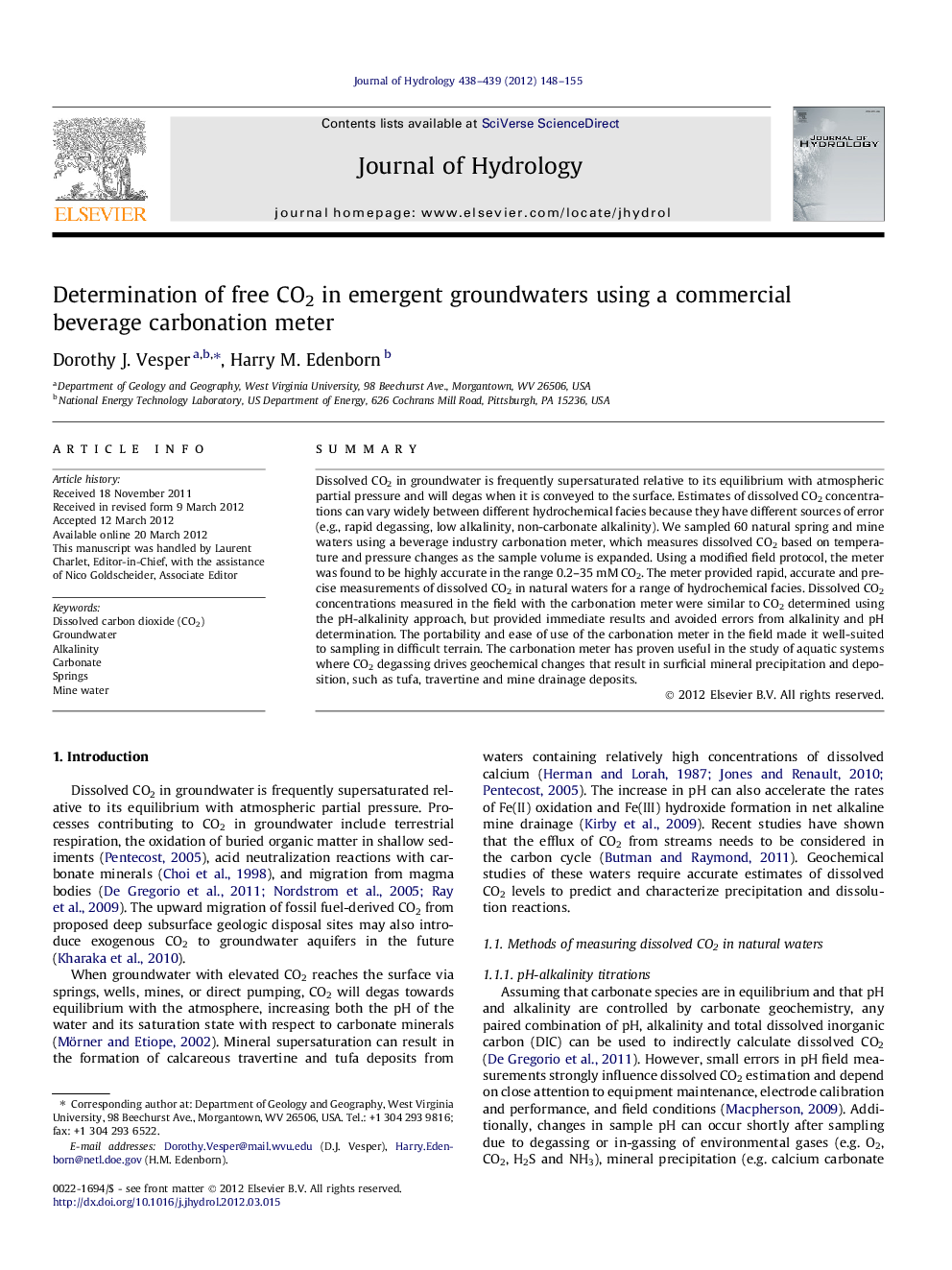 Determination of free CO2 in emergent groundwaters using a commercial beverage carbonation meter