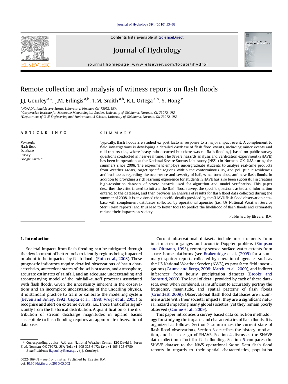 Remote collection and analysis of witness reports on flash floods