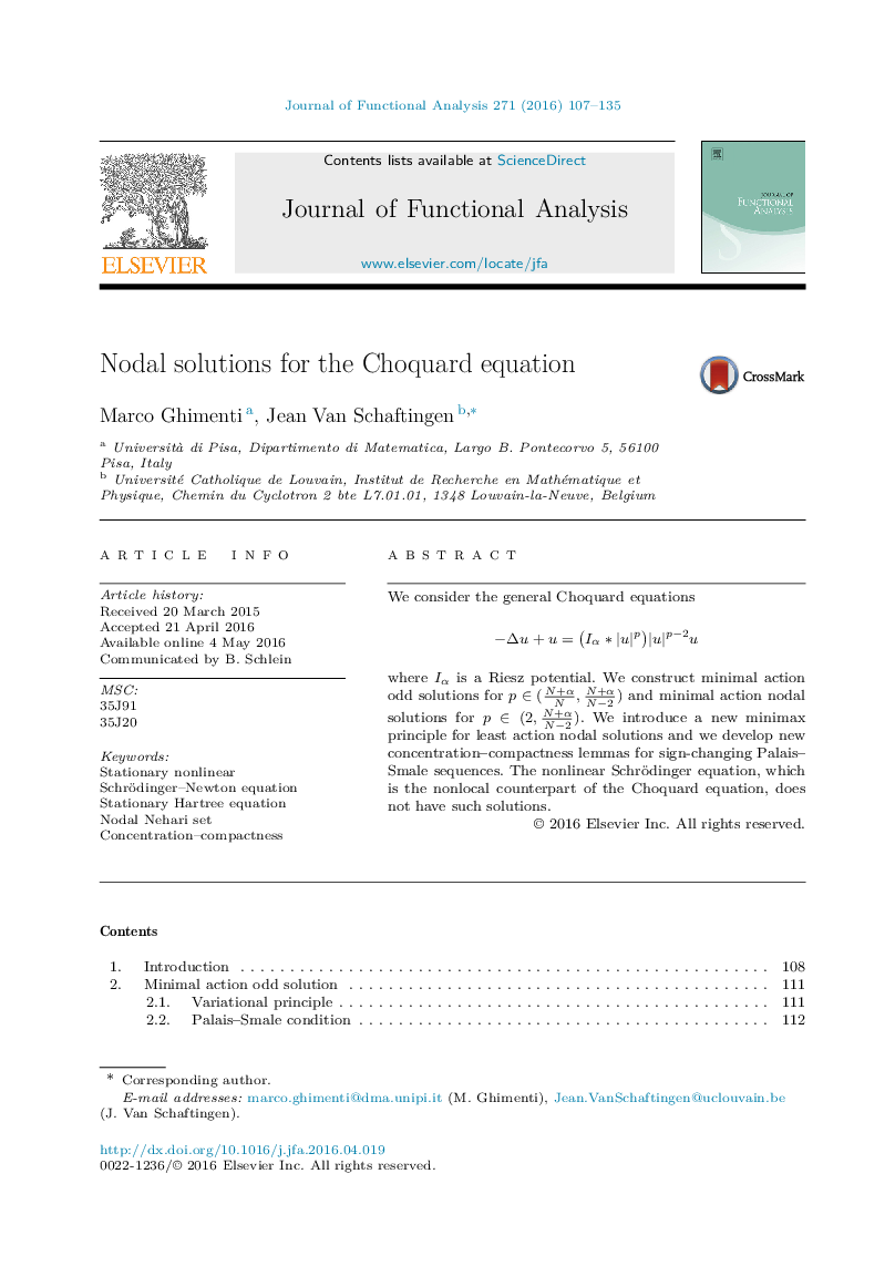 Nodal solutions for the Choquard equation