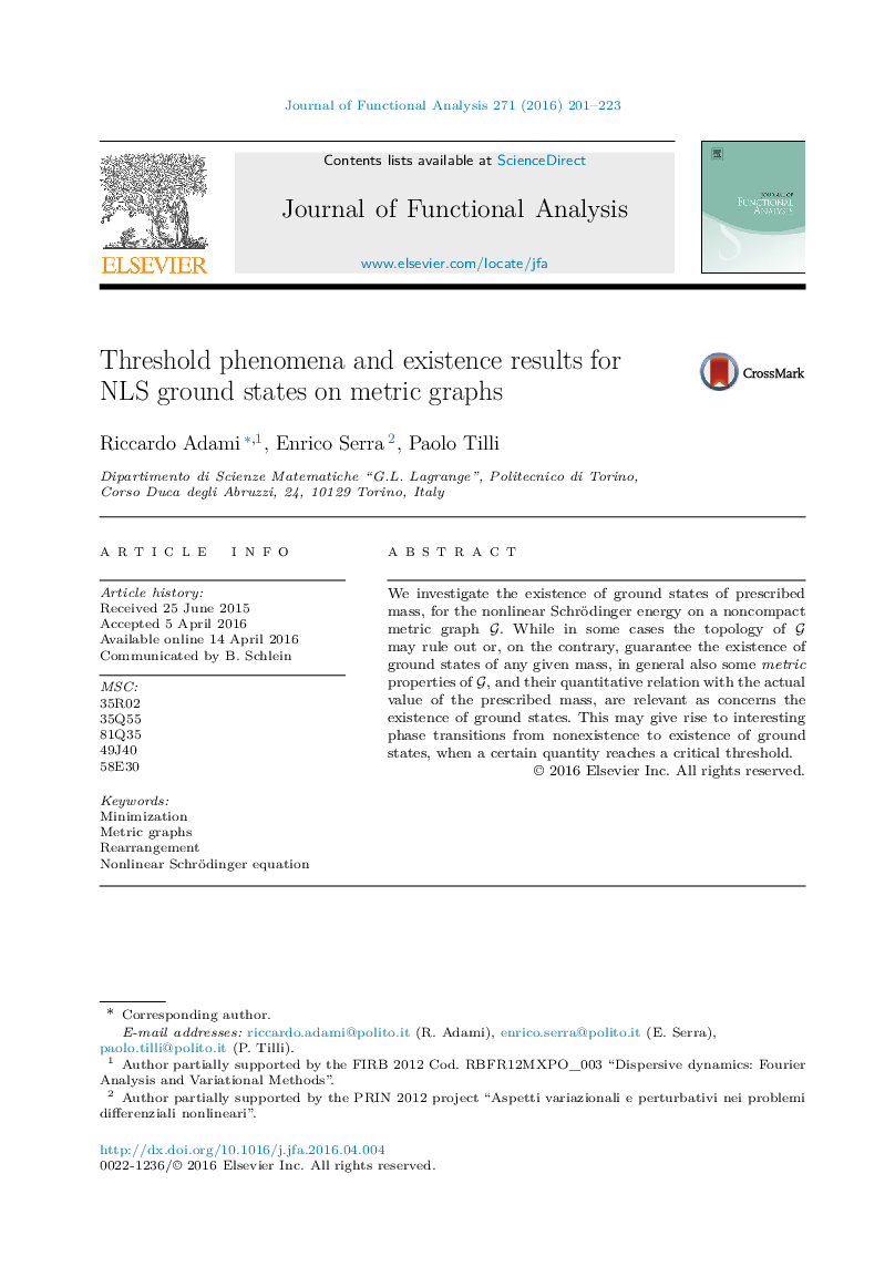 Threshold phenomena and existence results for NLS ground states on metric graphs