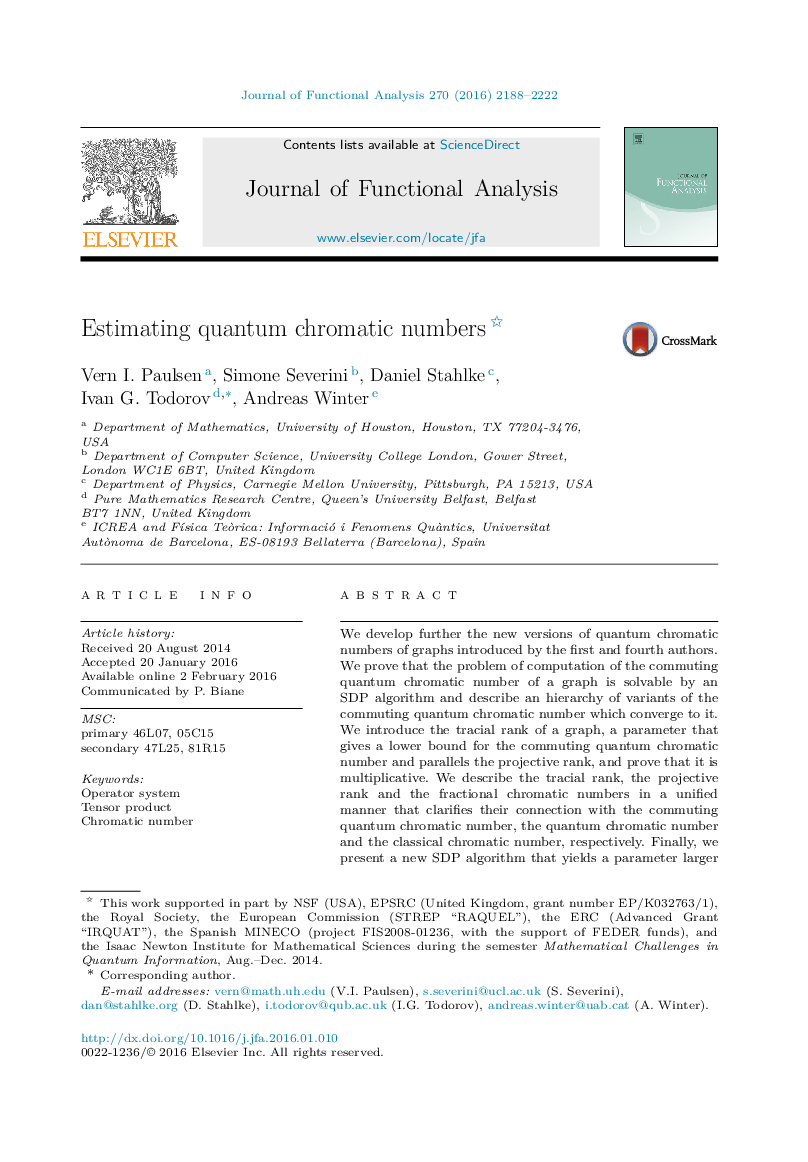 Estimating quantum chromatic numbers