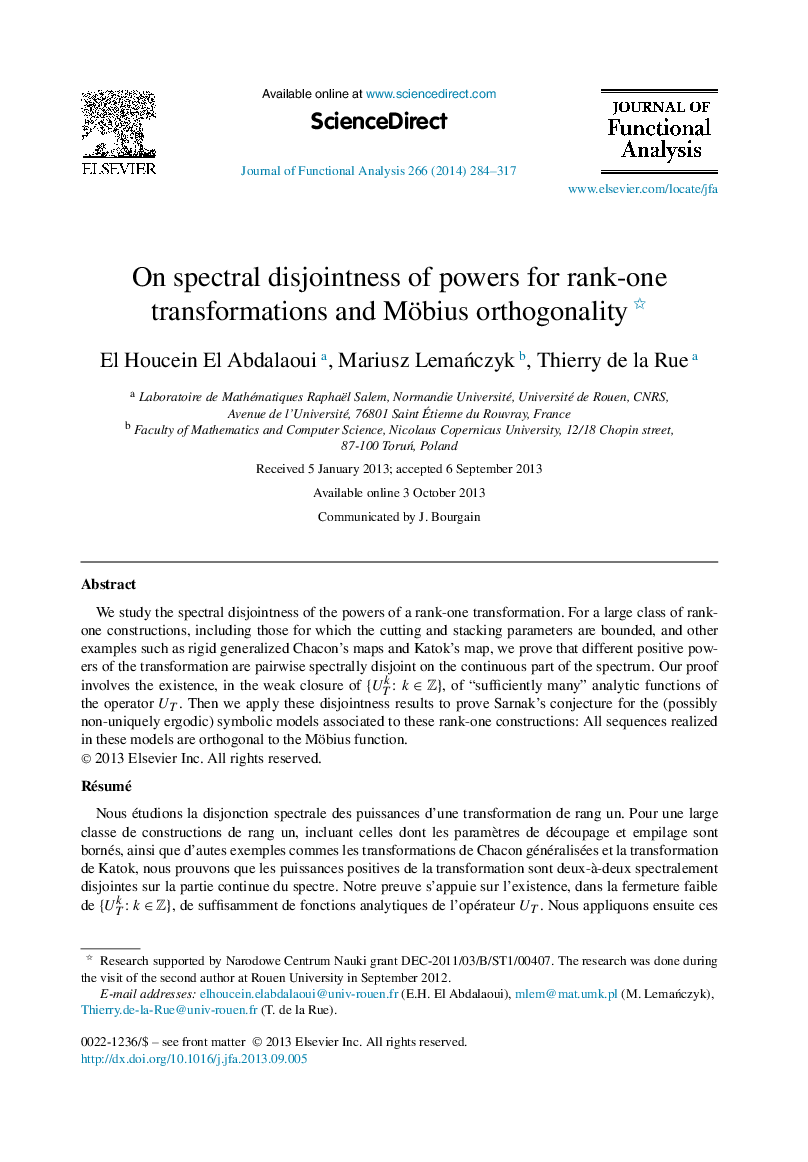 On spectral disjointness of powers for rank-one transformations and Möbius orthogonality