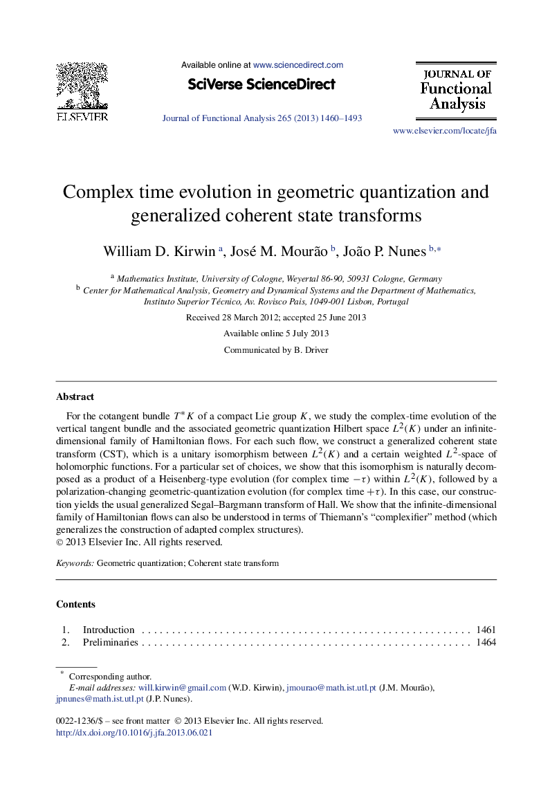 تکامل زمان پیچیده در کوانتیزه هندسی و تبدیل حالت همگرا به طور کلی 