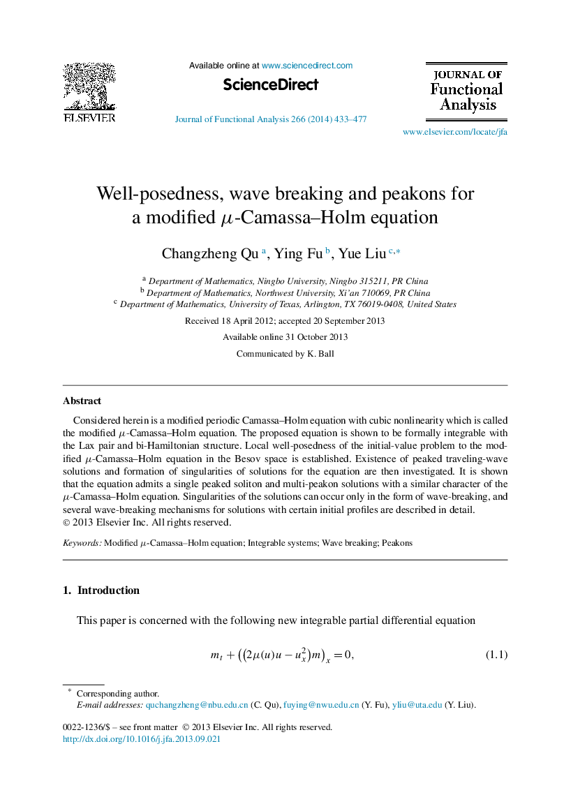 Well-posedness, wave breaking and peakons for a modified Î¼-Camassa-Holm equation