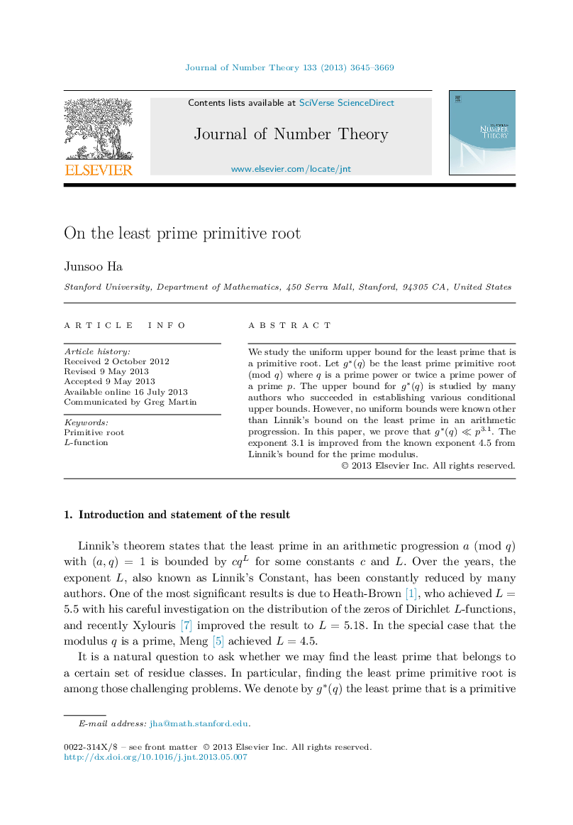 On the least prime primitive root