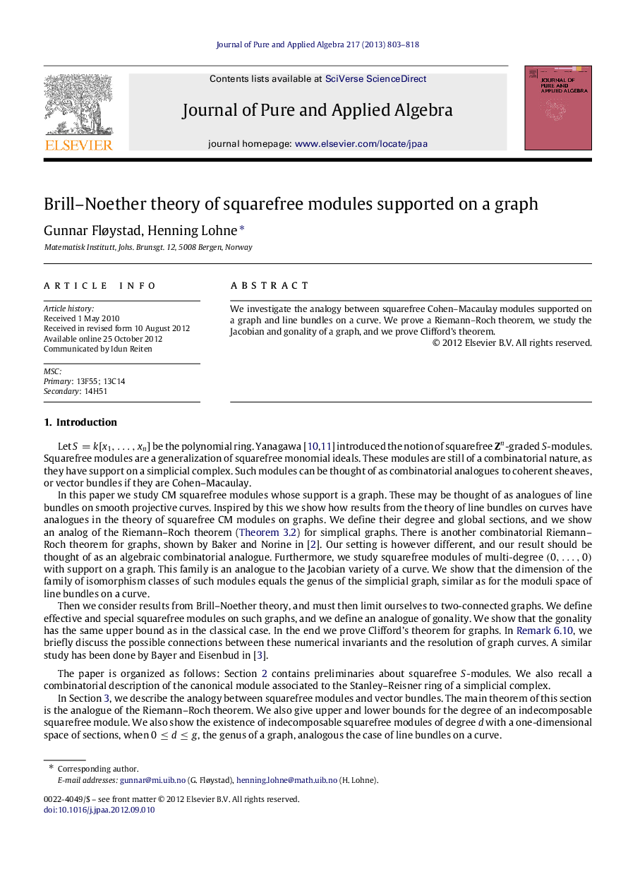 Brill-Noether theory of squarefree modules supported on a graph