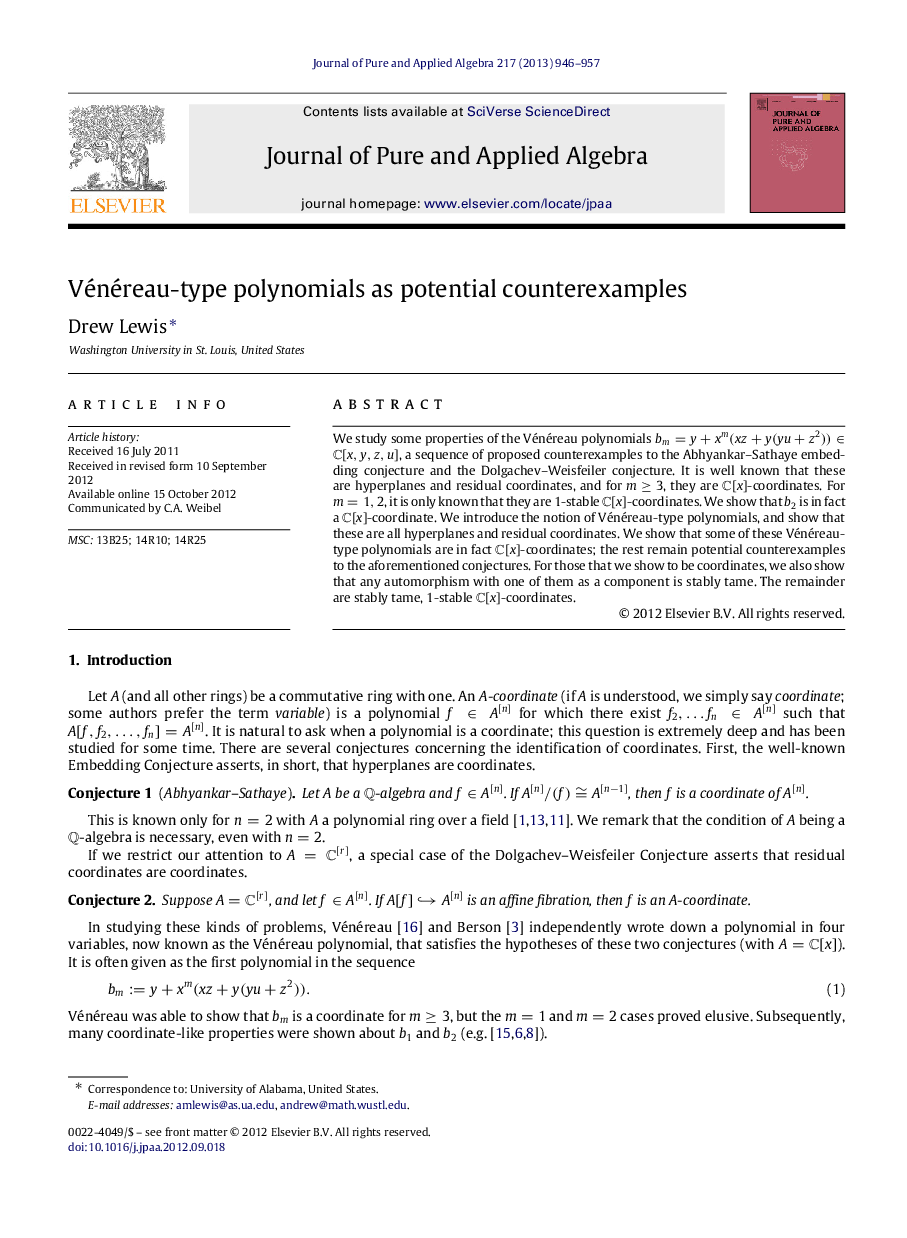 Vénéreau-type polynomials as potential counterexamples