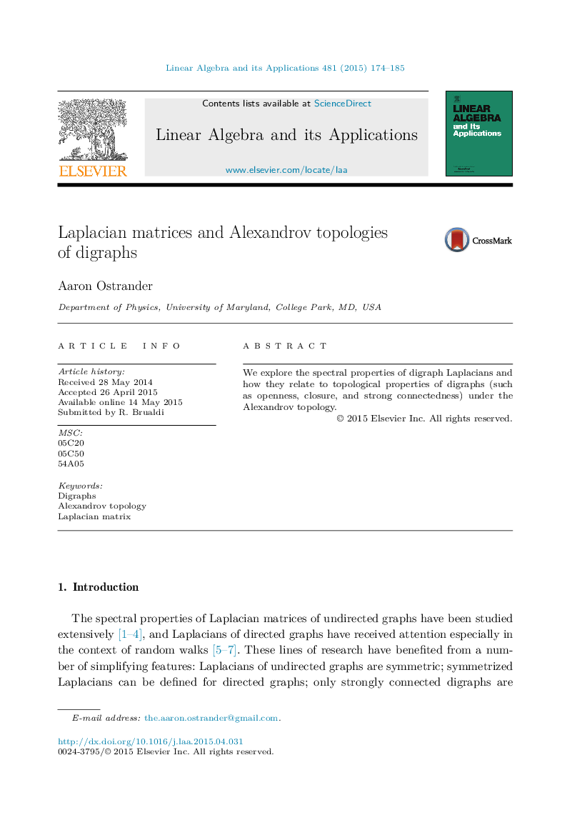 Laplacian matrices and Alexandrov topologies of digraphs