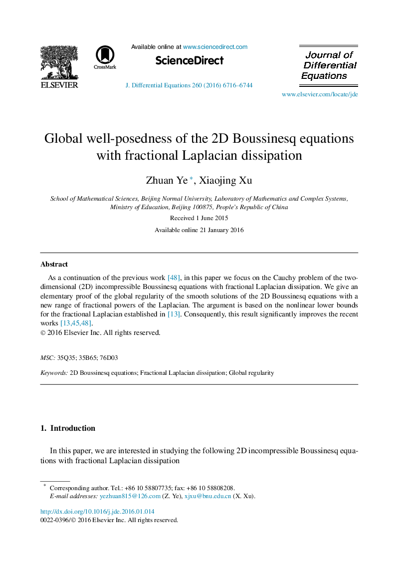 Global well-posedness of the 2D Boussinesq equations with fractional Laplacian dissipation