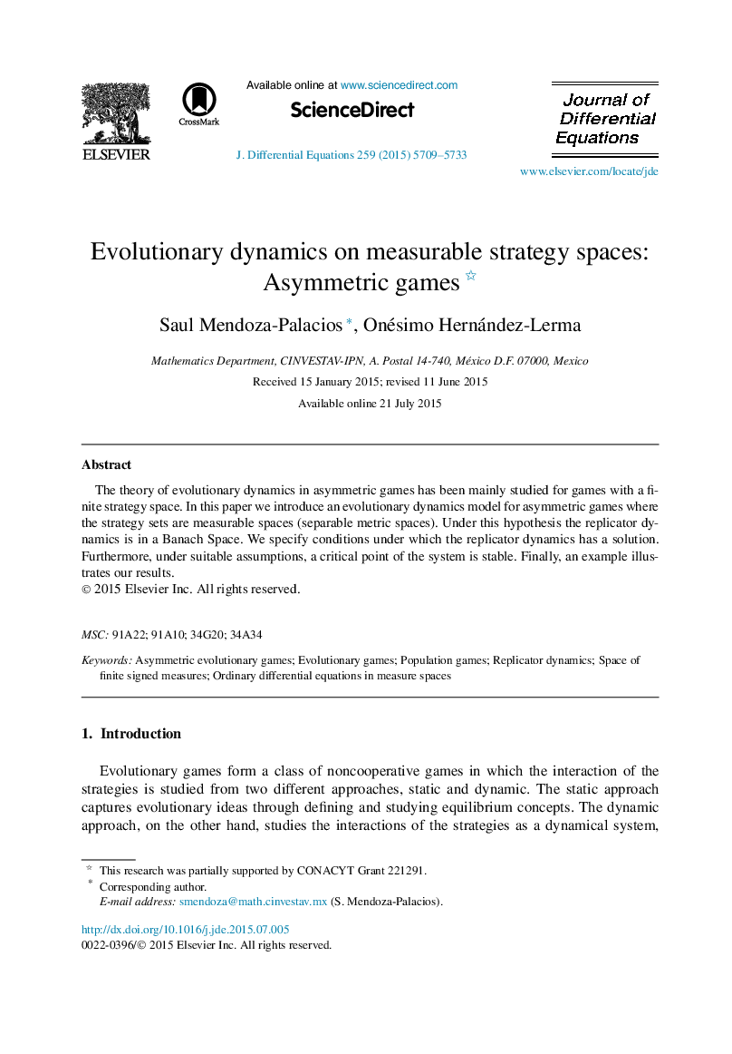 Evolutionary dynamics on measurable strategy spaces: Asymmetric games