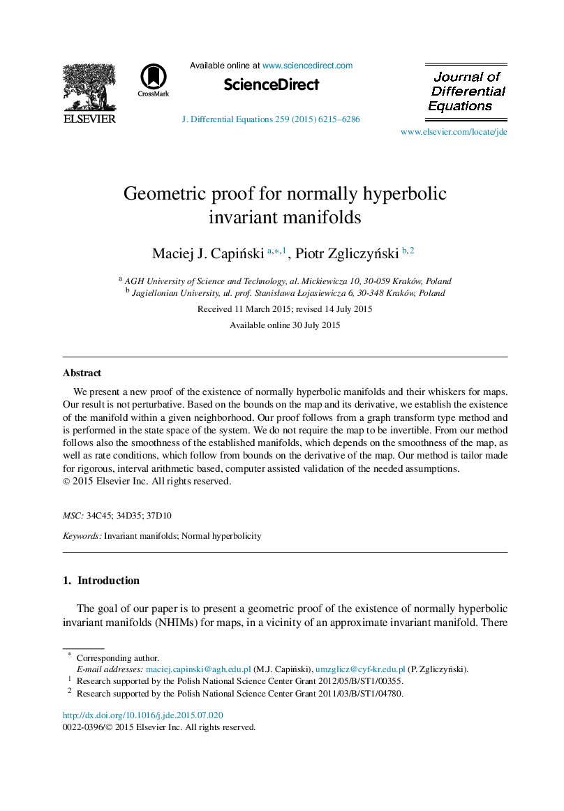 Geometric proof for normally hyperbolic invariantÂ manifolds