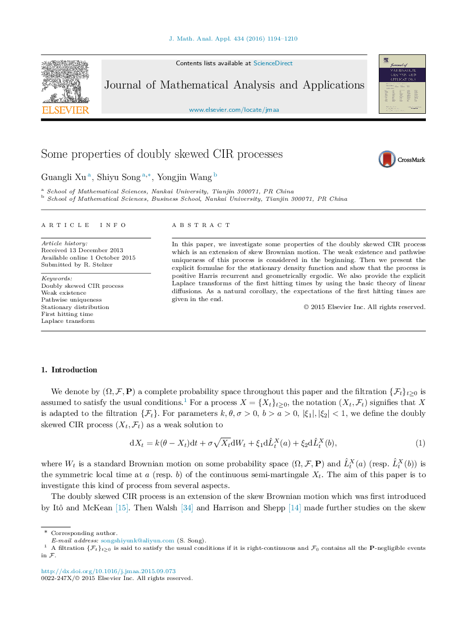 Some properties of doubly skewed CIR processes