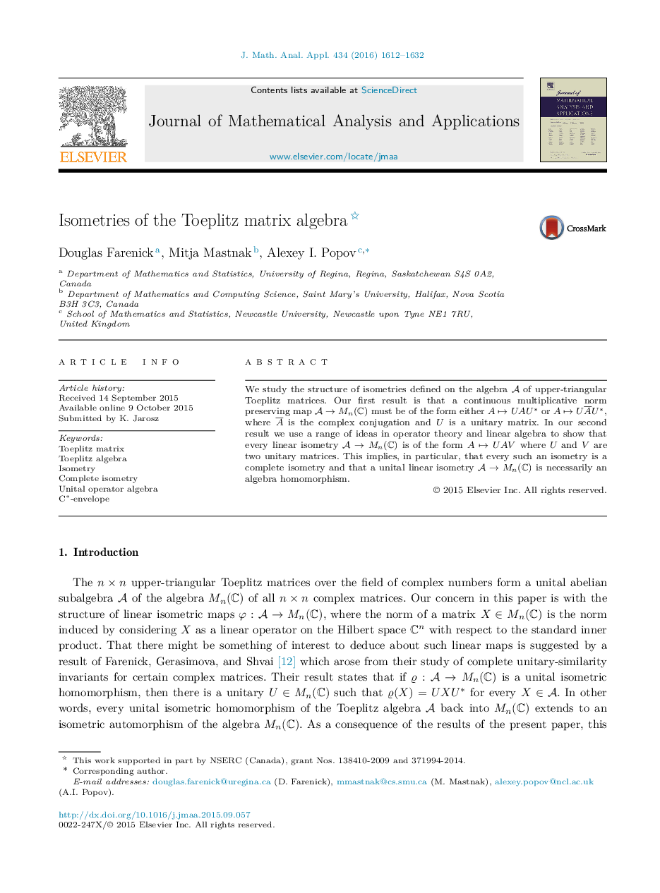 Isometries of the Toeplitz matrix algebra