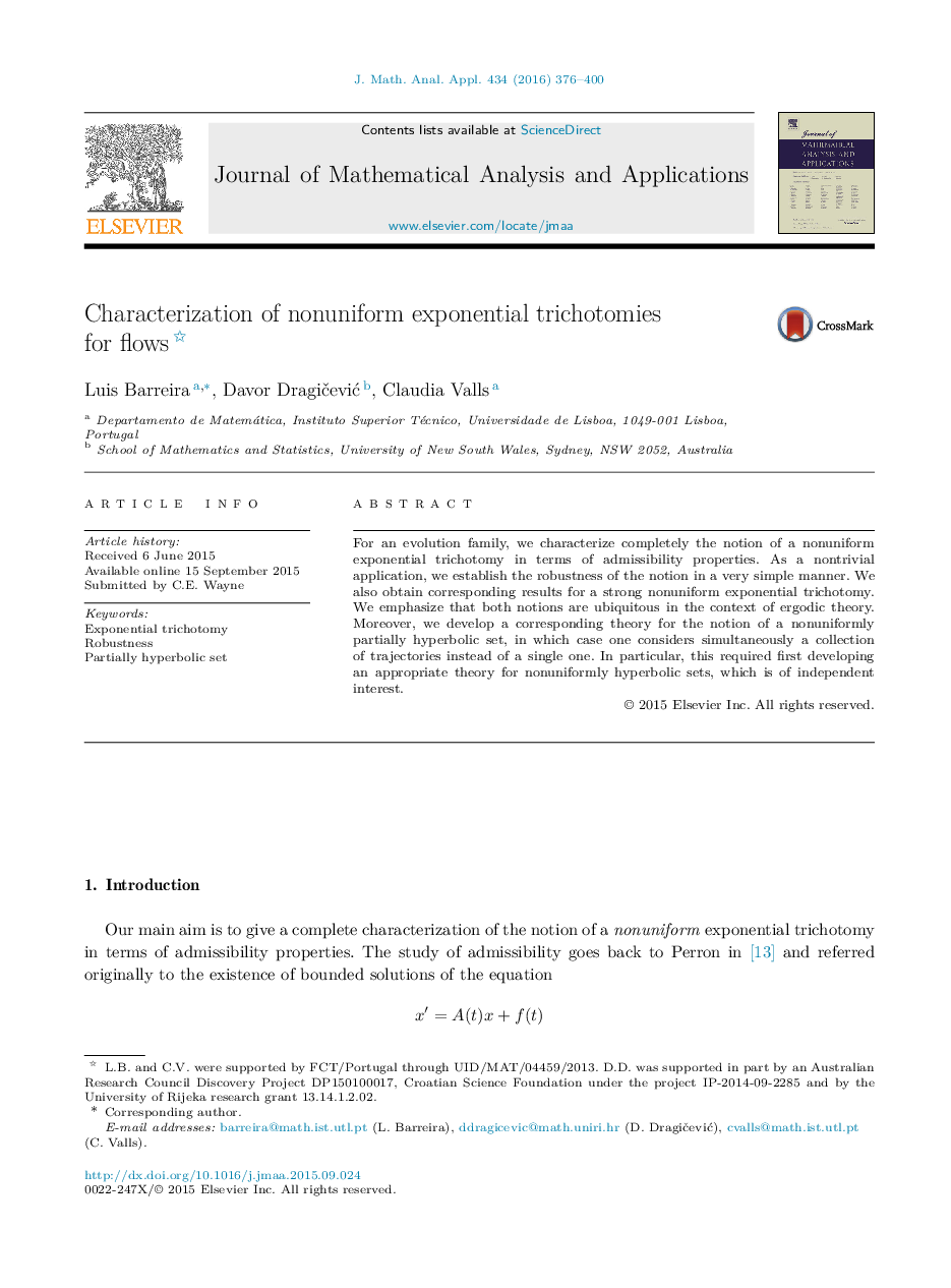 Characterization of nonuniform exponential trichotomies for flows