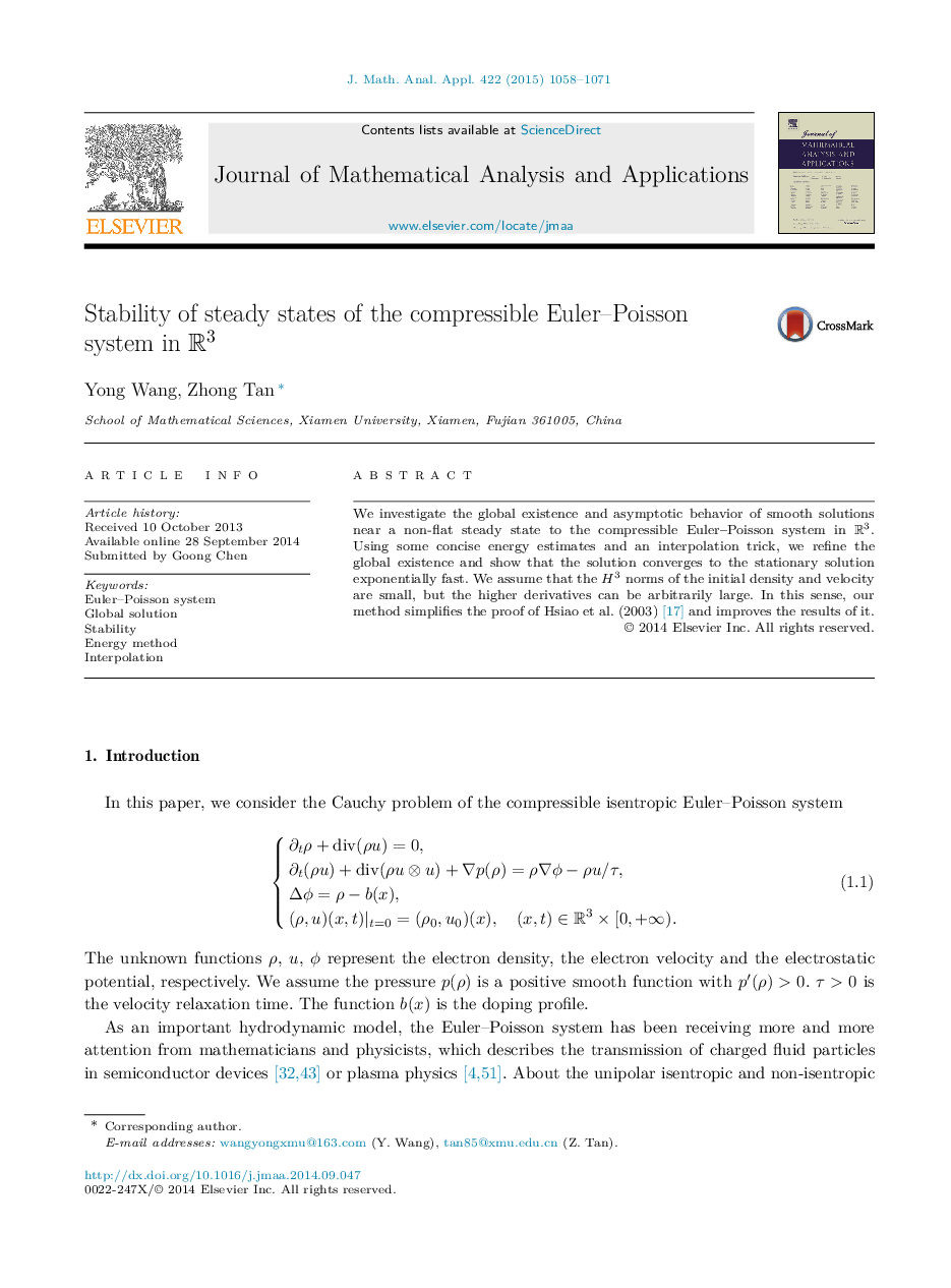 Stability of steady states of the compressible Euler-Poisson system in R3