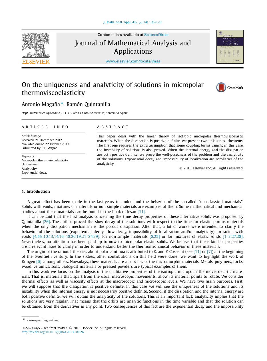 On the uniqueness and analyticity of solutions in micropolar thermoviscoelasticity