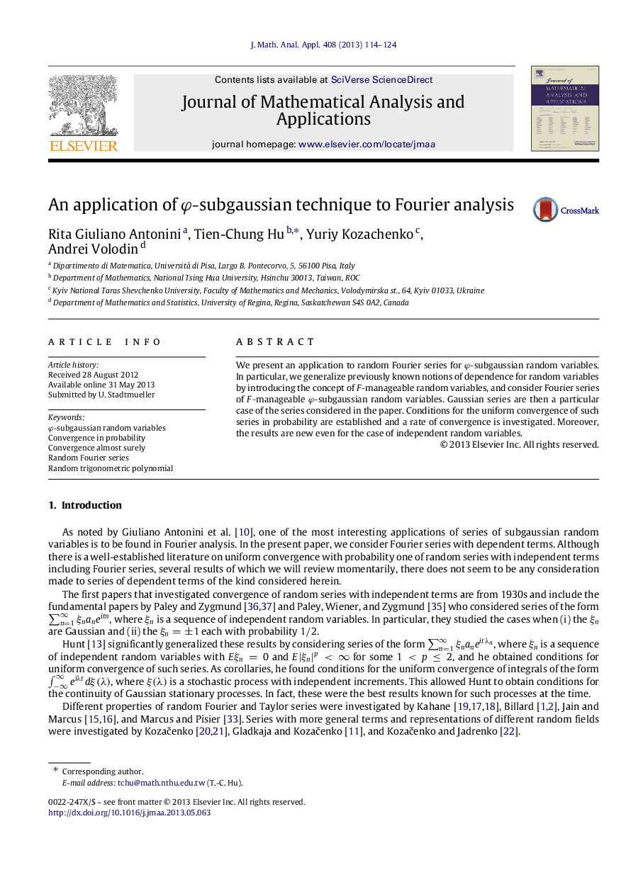 An application of Ï-subgaussian technique to Fourier analysis