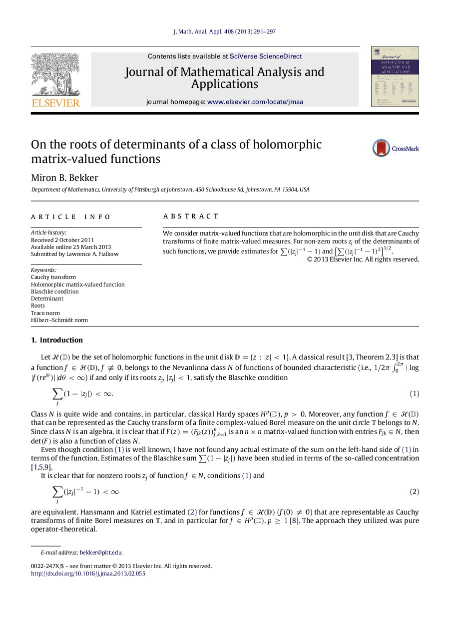 On the roots of determinants of a class of holomorphic matrix-valued functions