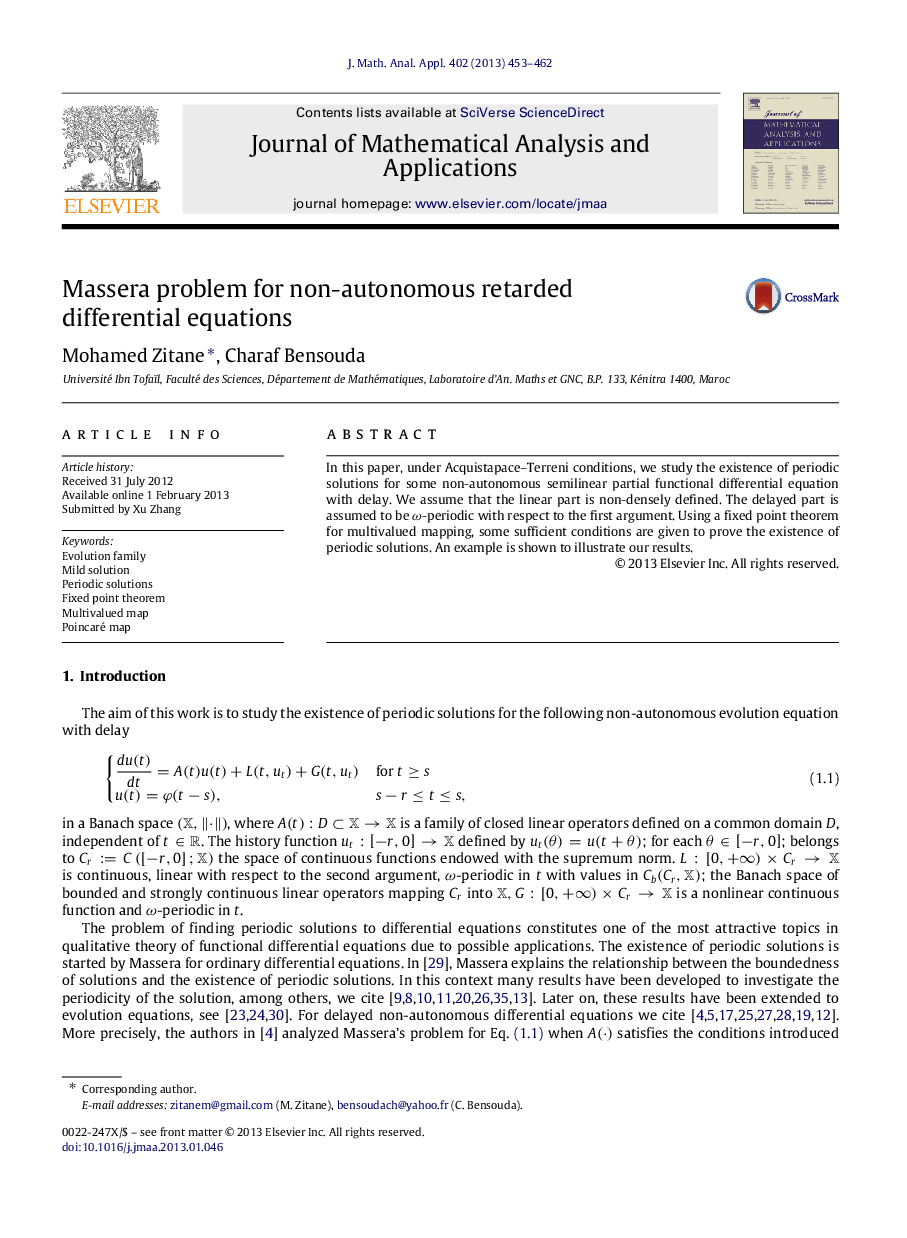 Massera problem for non-autonomous retarded differential equations