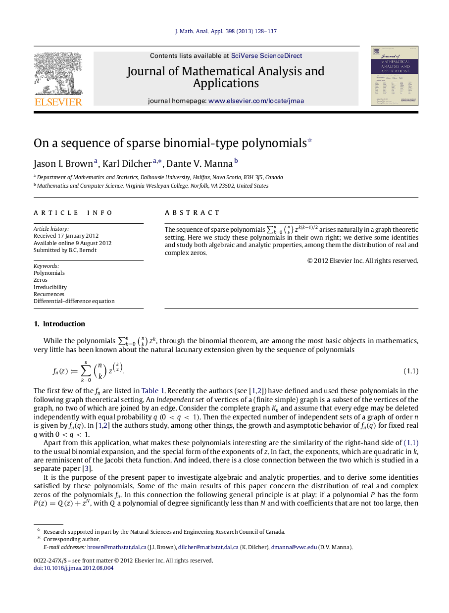 On a sequence of sparse binomial-type polynomials