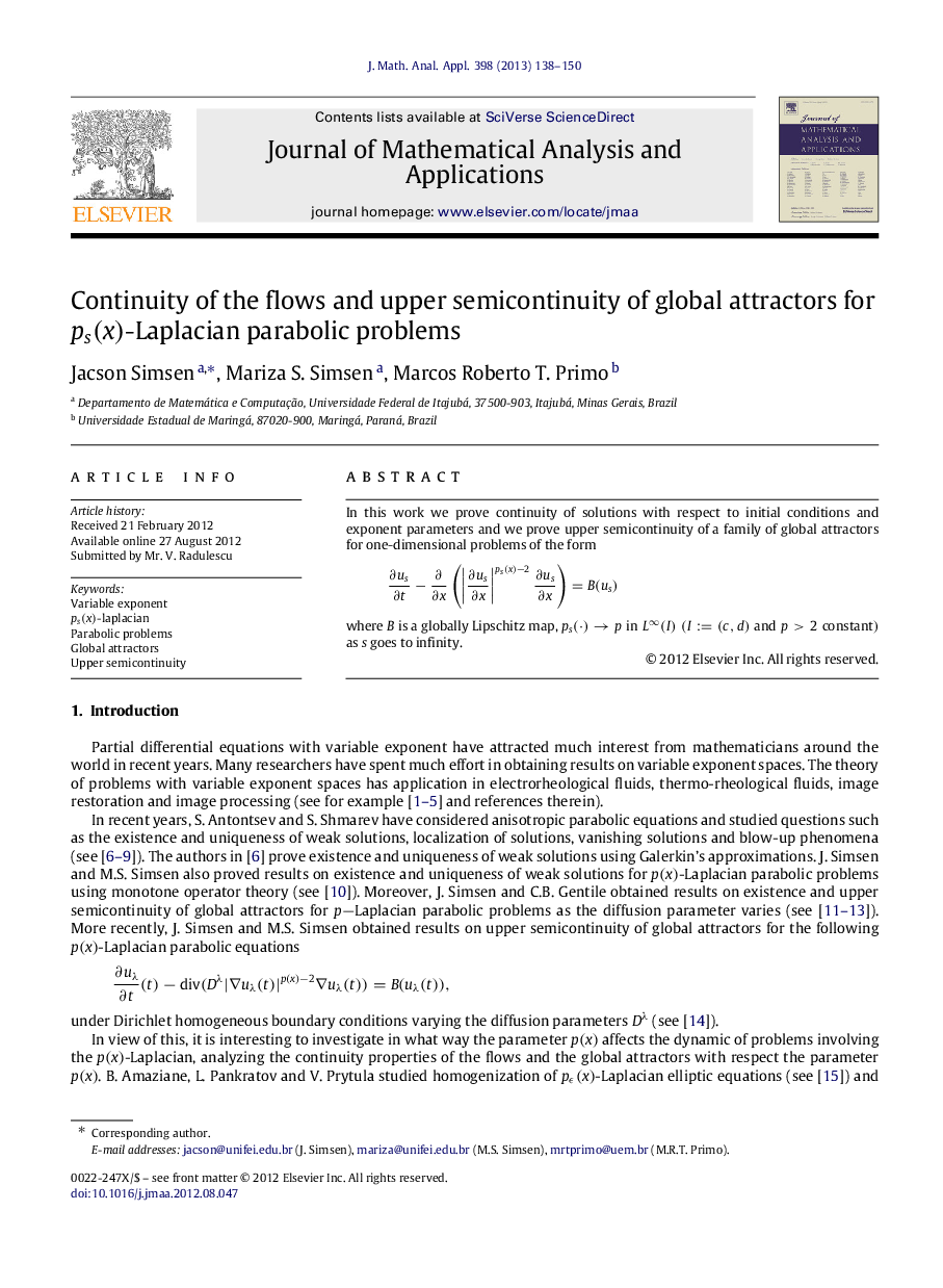 Continuity of the flows and upper semicontinuity of global attractors for ps(x)-Laplacian parabolic problems