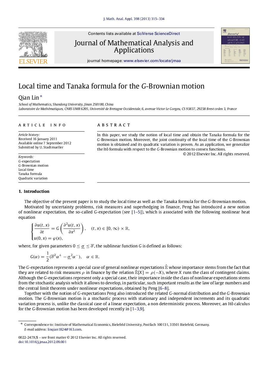 Local time and Tanaka formula for the G-Brownian motion